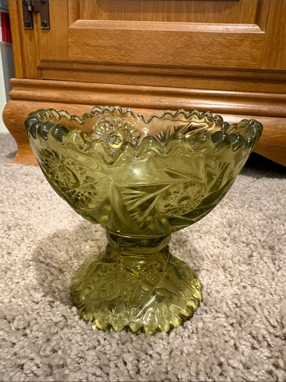 Vintage imperial glass verde candy dish